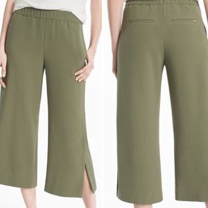WHBM Military Green Spandex Wide Leg Crop Pants